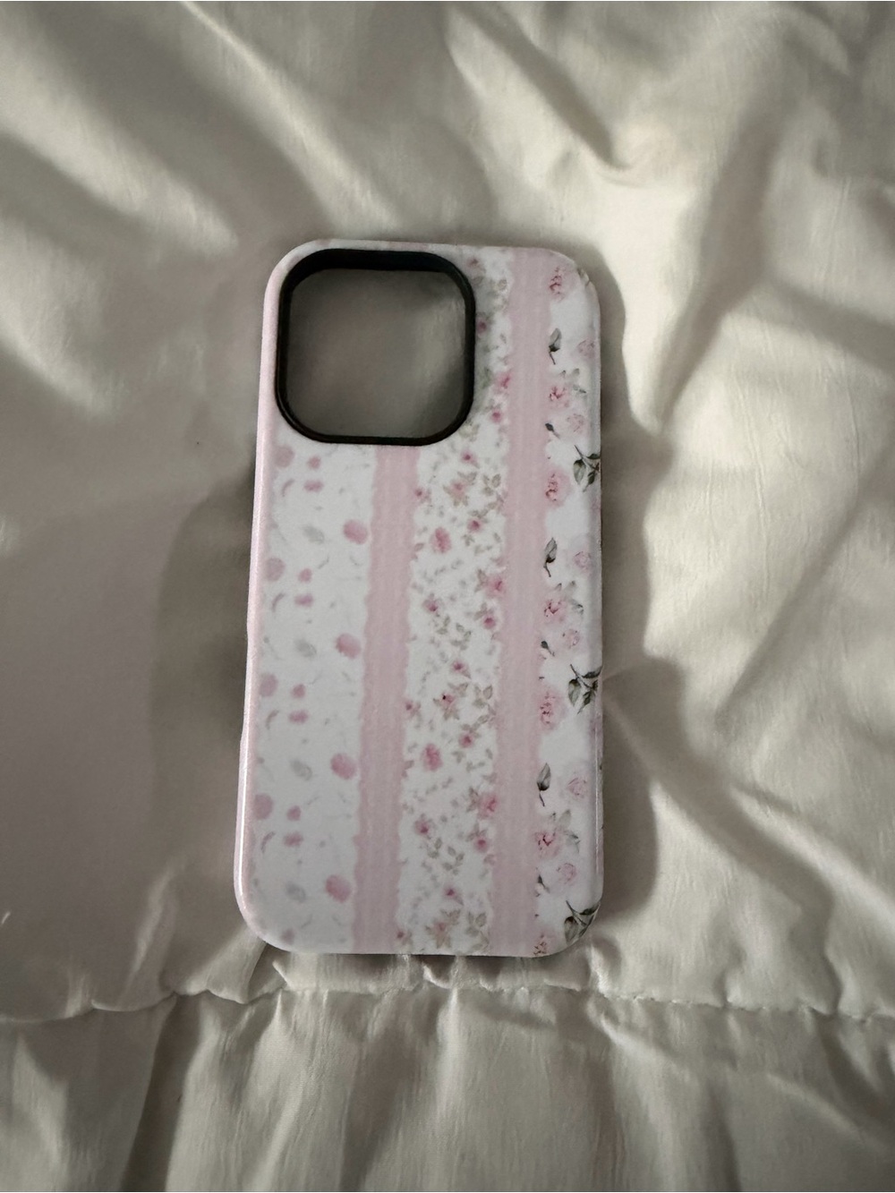 Pink Floral Stripe Phone Case - Compatible Smartphone Protection iPhone 16 Pro